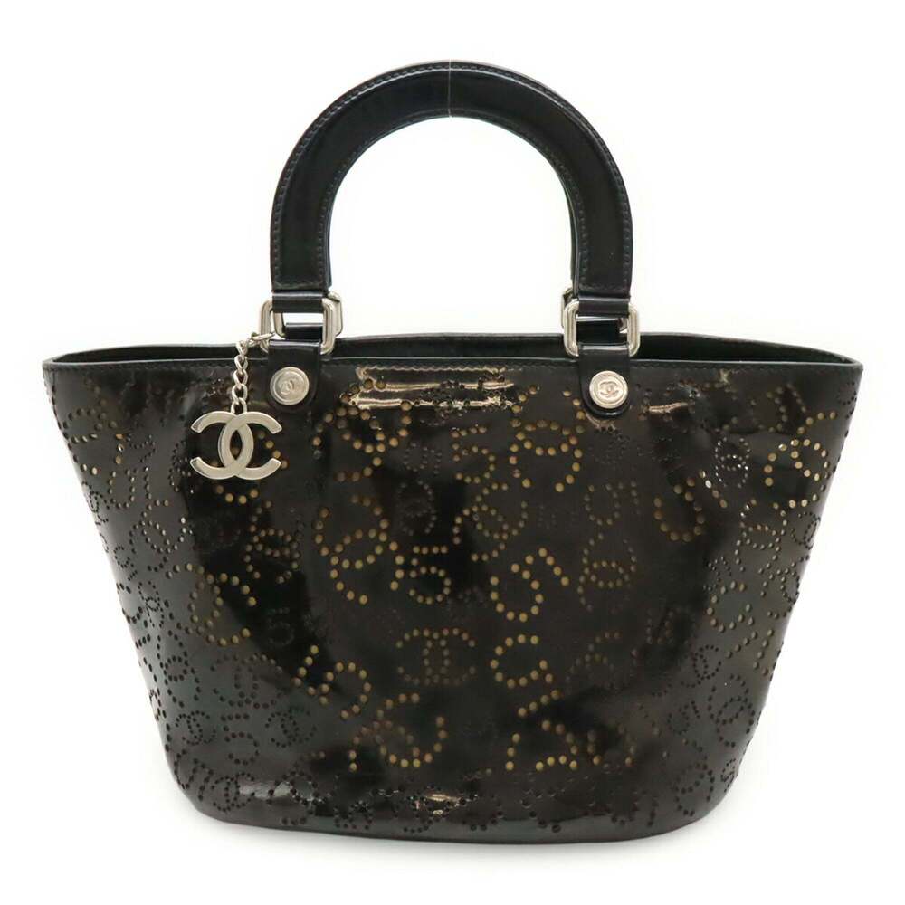 CHANEL Black Leather Logo Tote Bag - Picture 2 of 10
